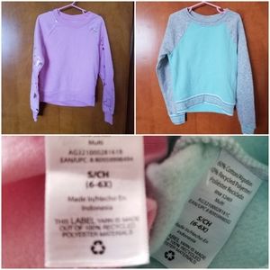 Athletic Works Girls Long Raglan Sleeves Crew Neck Fleece Sweatshirts